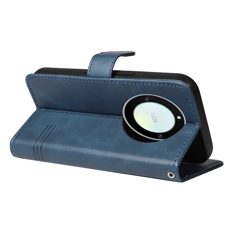 Para Honor X40 5G / X9a 5G / Magic5 Lite 5G Funda con Líneas en Forma de T Carcasa de Cuero PU Soporte para Teléfono - Azul