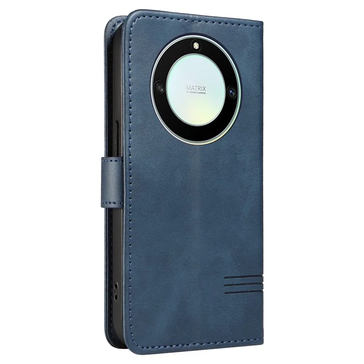 Para Honor X40 5G / X9a 5G / Magic5 Lite 5G Funda con Líneas en Forma de T Carcasa de Cuero PU Soporte para Teléfono - Azul
