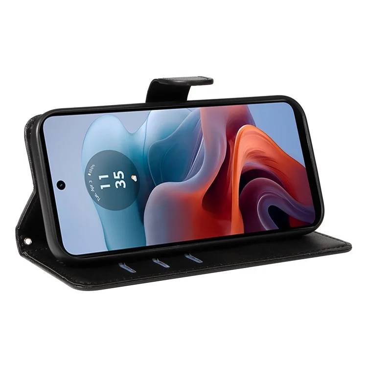 Para Motorola Moto G45 5G / G34 5G Funda Cartera de Piel sintética con Soporte y Visualización - Negro