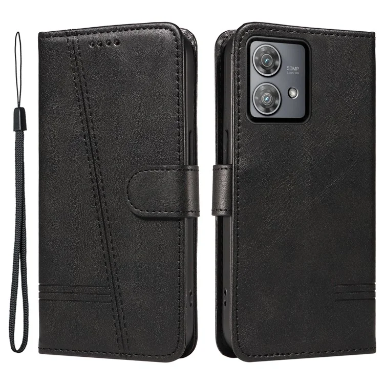 Per Motorola Edge 40 Neo 5G Case Lins Imprint Wallet Phone Leather Cover - Nero