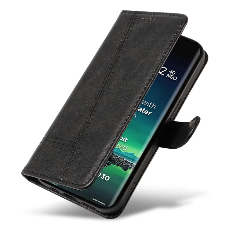 Per Motorola Edge 40 Neo 5G Case Lins Imprint Wallet Phone Leather Cover - Nero