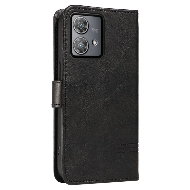 Per Motorola Edge 40 Neo 5G Case Lins Imprint Wallet Phone Leather Cover - Nero