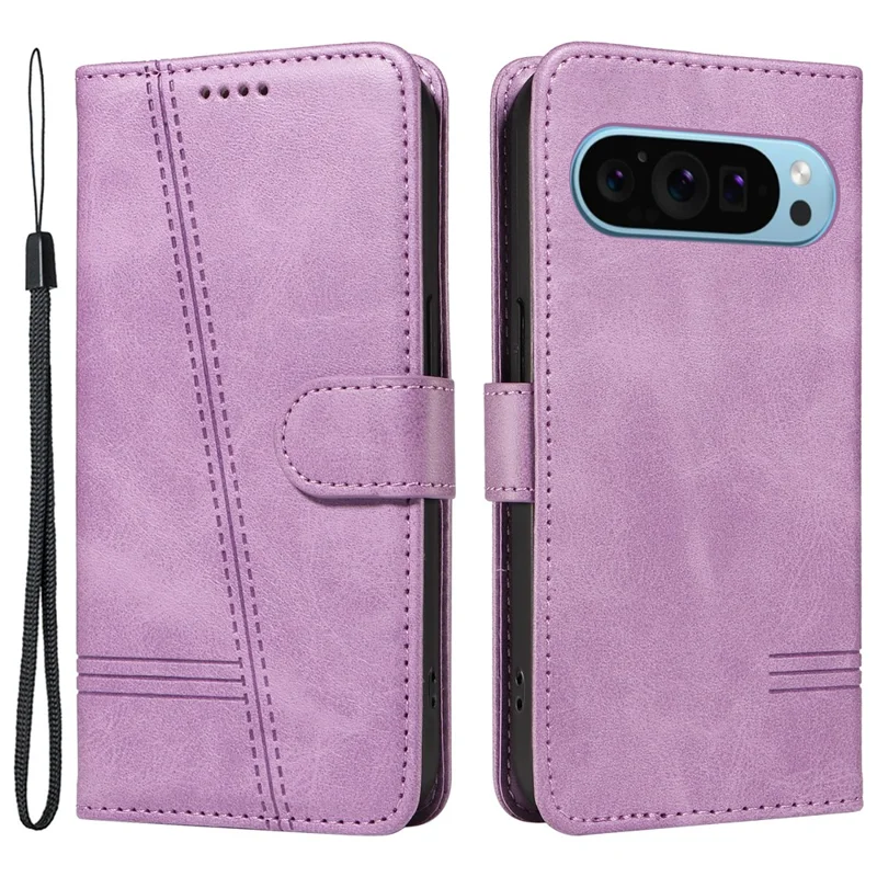 For Google Pixel 10 Pro / 10 / 9 Pro / 9 Case Leather Book Flip Phone Cover Wallet Stand View - Light Purple