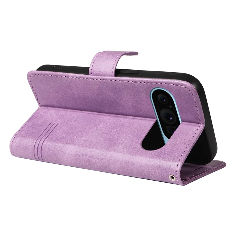 For Google Pixel 10 Pro / 10 / 9 Pro / 9 Case Leather Book Flip Phone Cover Wallet Stand View - Light Purple