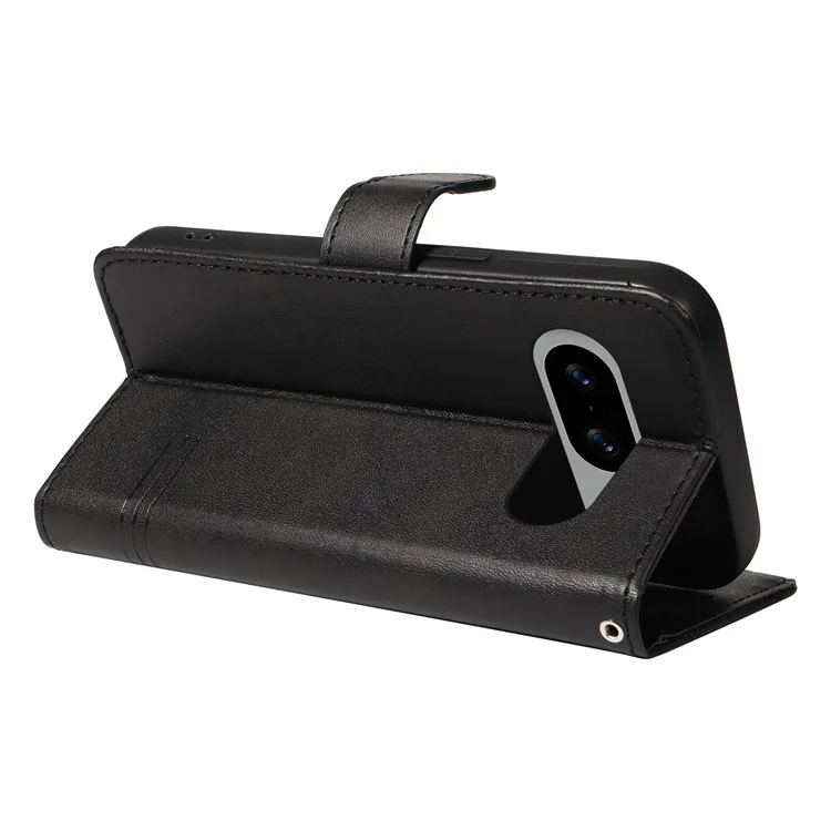 Para o Google Pixel 8 Case Leather Phone Cover com Carteira e Suporte de Exibição Horizontal - Preto