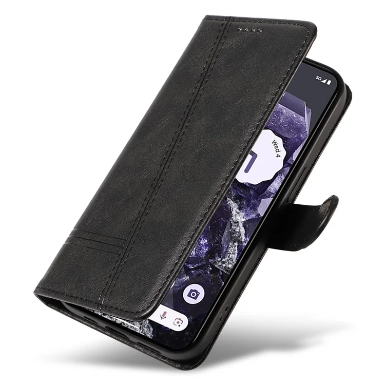 Para o Google Pixel 8 Case Leather Phone Cover com Carteira e Suporte de Exibição Horizontal - Preto