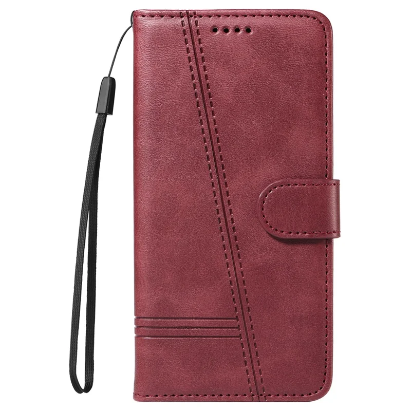 For Google Pixel 8 Case Leather Phone Cover with Wallet and Horizontal Viewing Stand - Wine Red