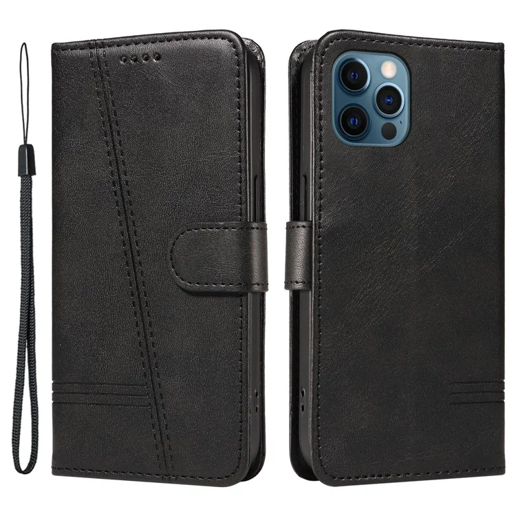 Funda para iPhone 13 Pro Max Funda de piel sintética con ranuras para tarjetas - Negro