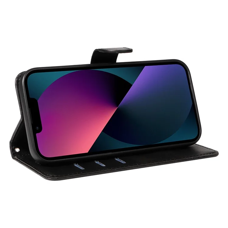 Funda para iPhone 13 Pro Max Funda de piel sintética con ranuras para tarjetas - Negro