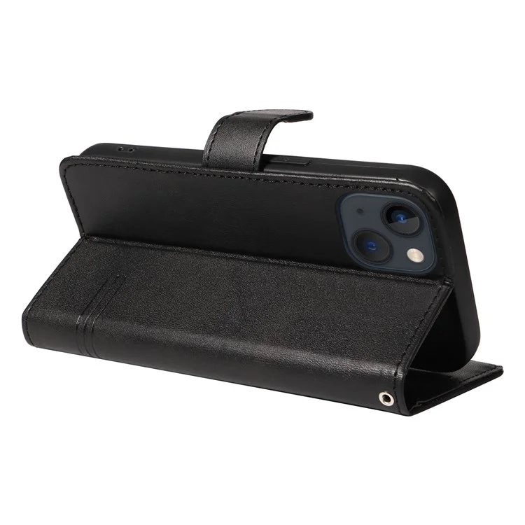 Für iPhone 13 Case PU-Leder Wallet-Kartenschlitze Schutzhülle - Schwarz