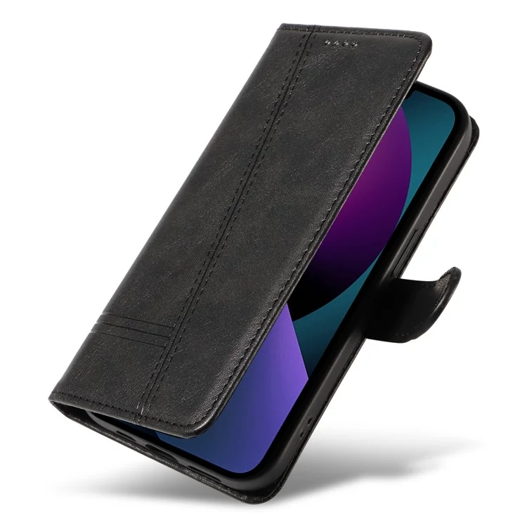 Für iPhone 13 Case PU-Leder Wallet-Kartenschlitze Schutzhülle - Schwarz