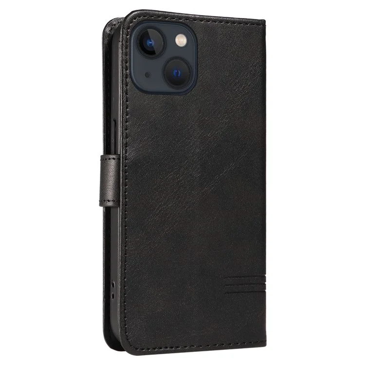 Für iPhone 13 Case PU-Leder Wallet-Kartenschlitze Schutzhülle - Schwarz