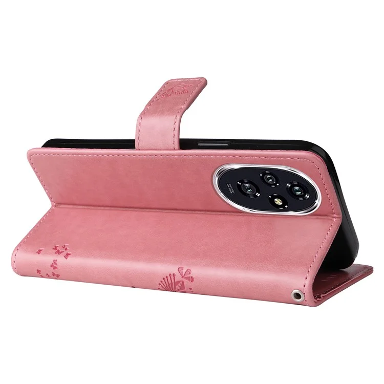 KT Imprinting Flower Series-3 Para Honor 200 5G Case Cat Tree Imprinted Leather Phone Shell - Rosa