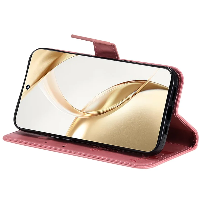 KT Imprinting Flower Series-3 Para Honor 200 5G Case Cat Tree Imprinted Leather Phone Shell - Rosa