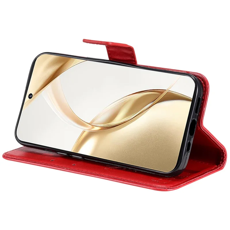 For Honor 200 5G Phone Case with Stand Cat Tree Pattern Leather Wallet Mobile Cover - Red