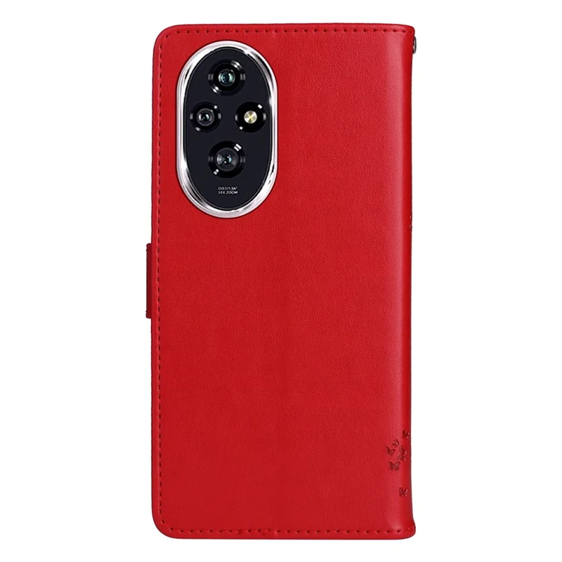 For Honor 200 5G Phone Case with Stand Cat Tree Pattern Leather Wallet Mobile Cover - Red