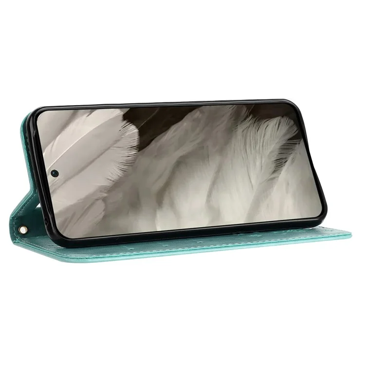 Per Google Pixel 8 Phone Case Custodia in pelle con chiusura a libro, motivo farfalle e fiori stampato - Blu neonato