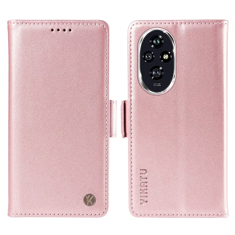 Funda para teléfono YIKATU YK-001 For Honor 200 5G de piel sintética con billetera - Oro rosa