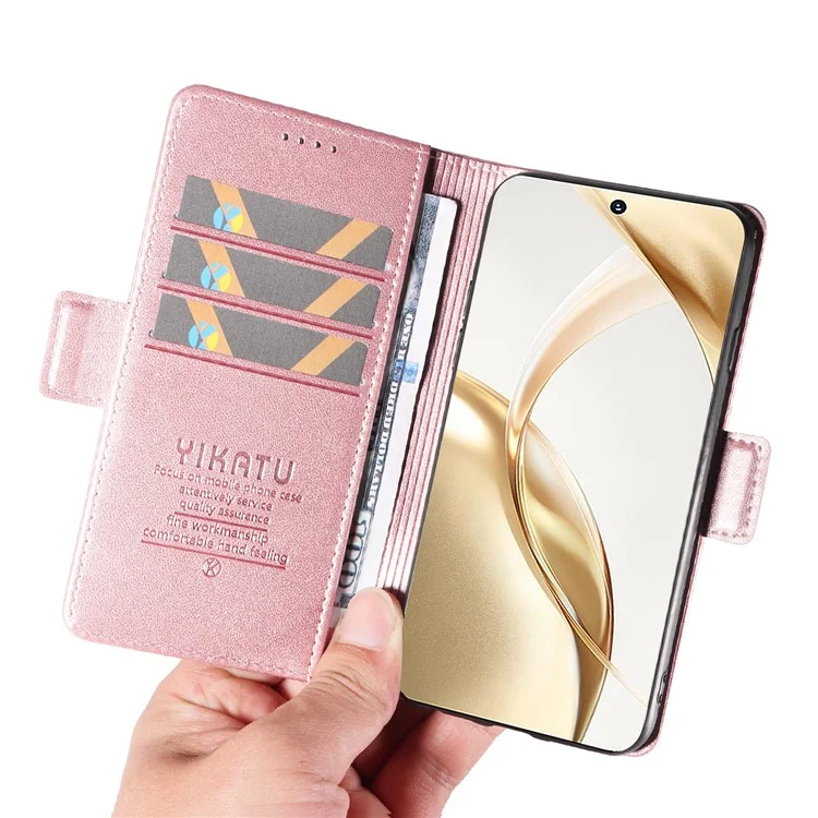 Funda para teléfono YIKATU YK-001 For Honor 200 5G de piel sintética con billetera - Oro rosa