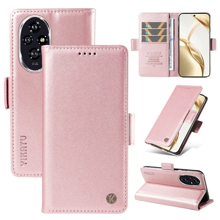 Funda para teléfono YIKATU YK-001 For Honor 200 5G de piel sintética con billetera - Oro rosa