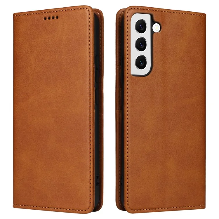 For Samsung Galaxy S22 5G Case Wallet Leather Flip Phone Cover RFID Blocking - Brown