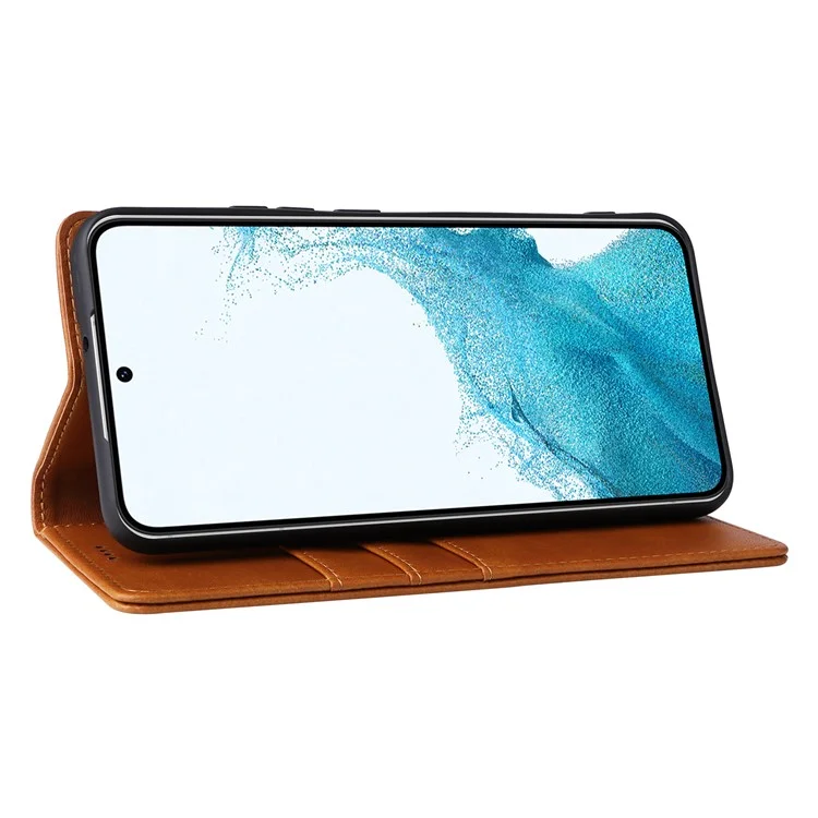 For Samsung Galaxy S22 5G Case Wallet Leather Flip Phone Cover RFID Blocking - Brown