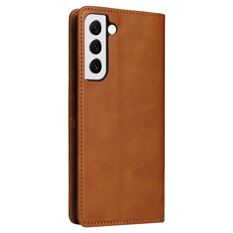 For Samsung Galaxy S22 5G Case Wallet Leather Flip Phone Cover RFID Blocking - Brown