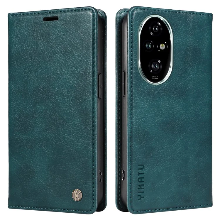 YIKATU YK-006 Pour Honor 200 Pro 5G Étui Texture Litchi Étui de téléphone en cuir avec portefeuille - Bleu