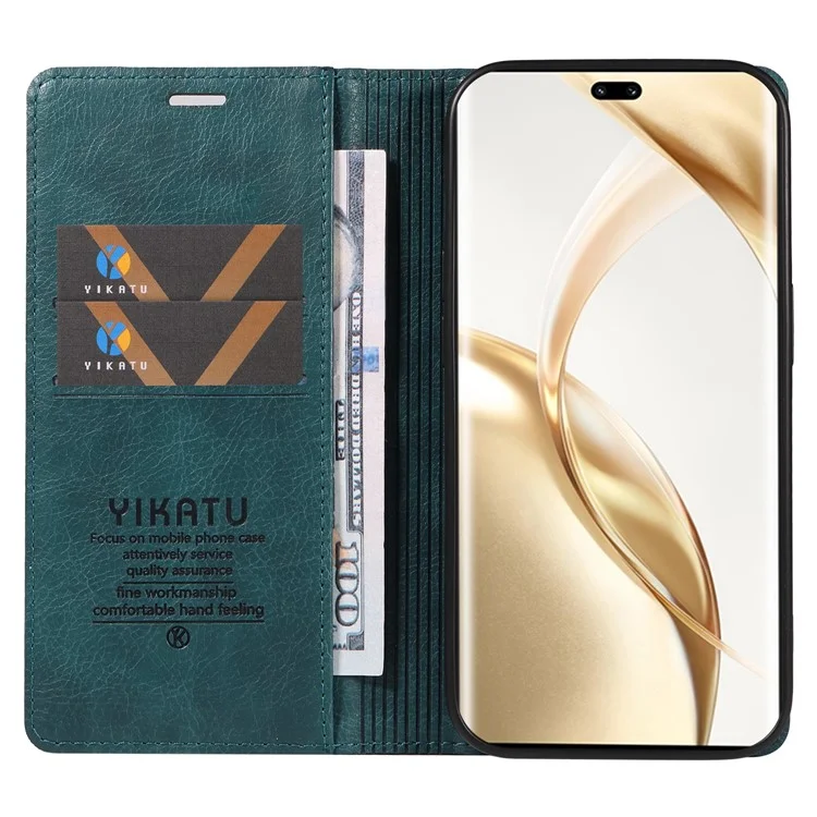 YIKATU YK-006 Pour Honor 200 Pro 5G Étui Texture Litchi Étui de téléphone en cuir avec portefeuille - Bleu