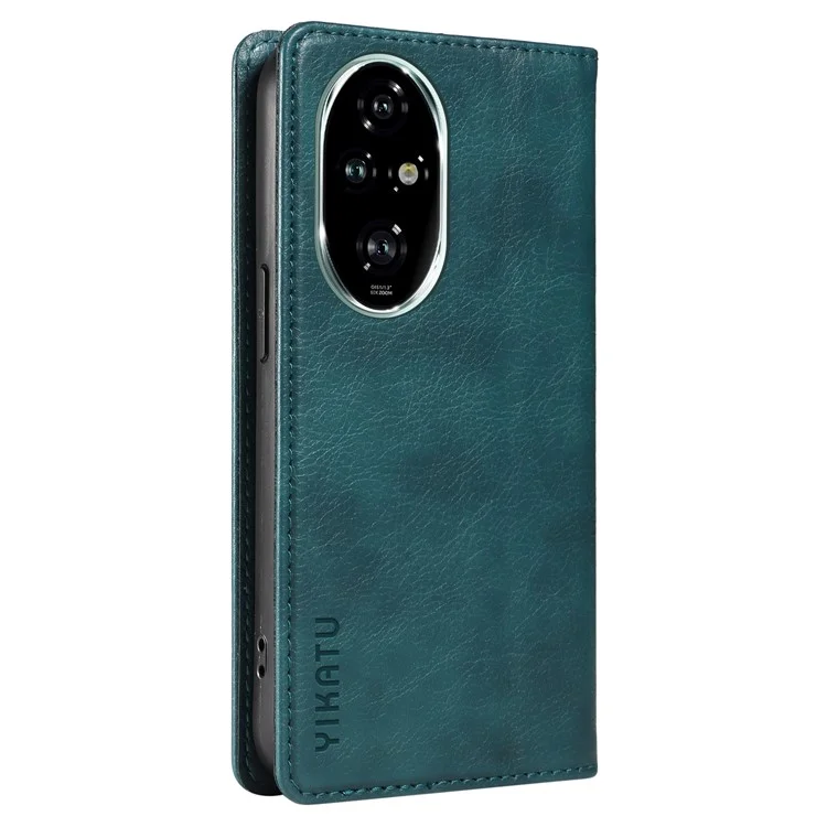 YIKATU YK-006 Pour Honor 200 Pro 5G Étui Texture Litchi Étui de téléphone en cuir avec portefeuille - Bleu