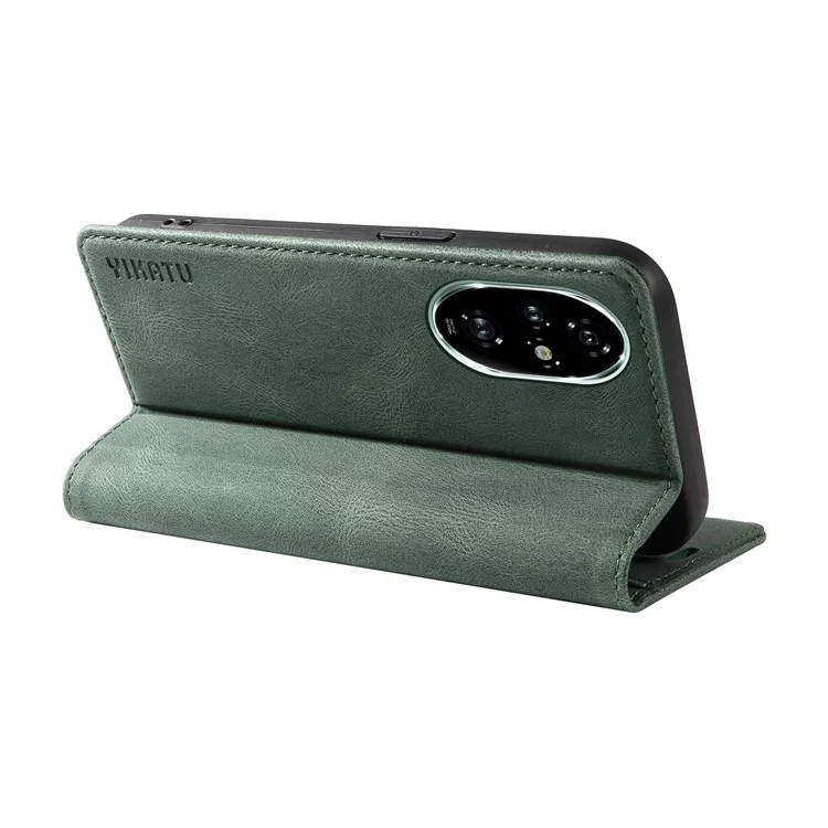 YIKATU YK-004 Pour Honor 200 Pro 5G Étui en Cuir Pochette Téléphone Fermeture Magnétique - Vert