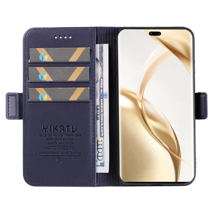 YIKATU YK-003 Pour Honor 200 Pro 5G Étui Coque Portefeuille en Cuir PU - Saphir