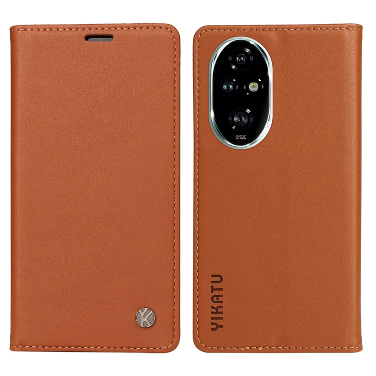 YIKATU YK-001 For Honor 200 Pro 5G Étui en cuir PU Portefeuille Support Anti-Chute - Marron