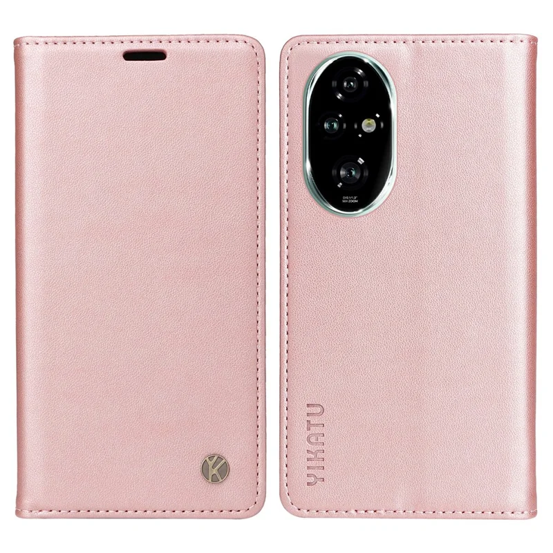 YIKATU YK-001 For Honor 200 Pro 5G PU Leather Wallet Stand Case Anti-Drop Cell Phone Cover - Rose Gold