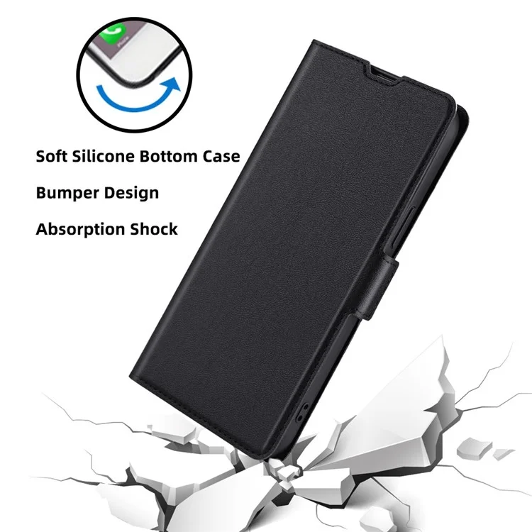 Für Xiaomi Redmi K50 Ultra 5G Stand Card Halter Phone Hülle PU Leder Dual Magnetic Clasp Folio Flip Cover - Schwarz