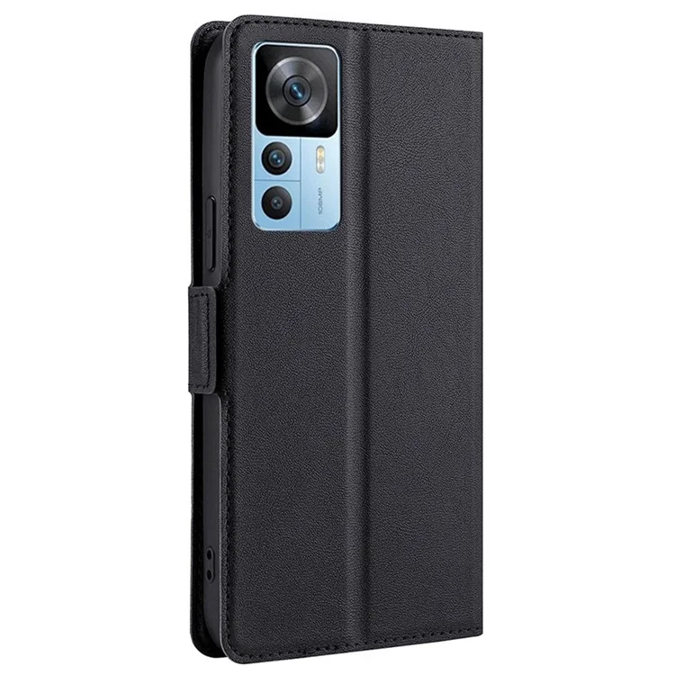 For Xiaomi Redmi K50 Ultra 5G / 12T 5G Stand Card Holder Phone Case PU Leather Dual Magnetic Clasp Folio Flip Cover - Black