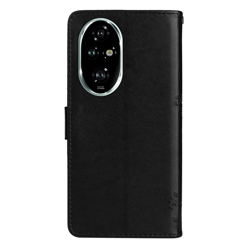 For Honor 200 Pro 5G Phone Case with Stand Cat Tree Pattern Leather Wallet Mobile Cover - Black