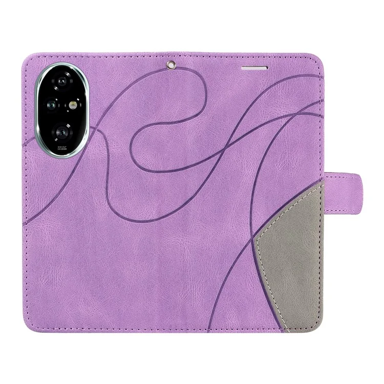 For Honor 200 Pro 5G Leather Case Wallet Stand Color Splicing Phone Cover - Light Purple