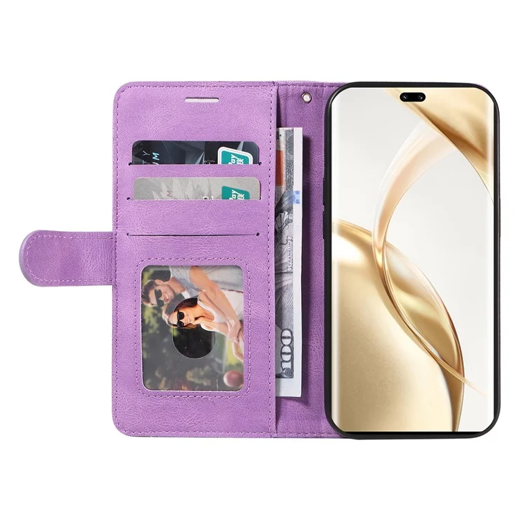 For Honor 200 Pro 5G Leather Case Wallet Stand Color Splicing Phone Cover - Light Purple