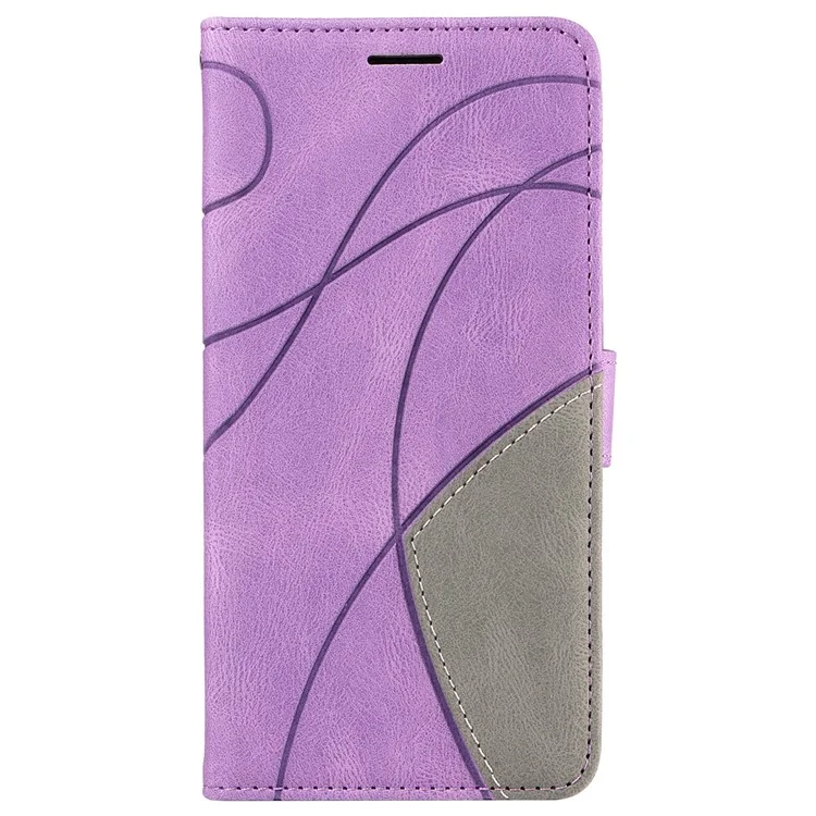 For Honor 200 Pro 5G Leather Case Wallet Stand Color Splicing Phone Cover - Light Purple