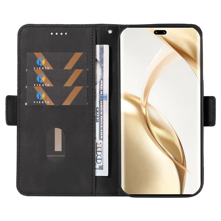 Para o Honor 200 Pro 5G Case Rhombus Imprint Leather Flip Wallet Phone Cover - Preto