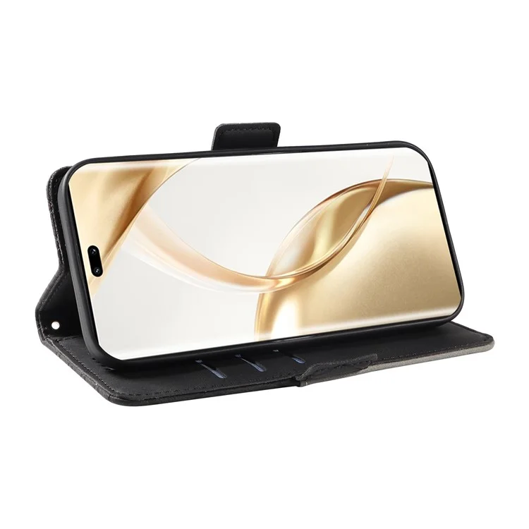 Para o Honor 200 Pro 5G Case Rhombus Imprint Leather Flip Wallet Phone Cover - Preto