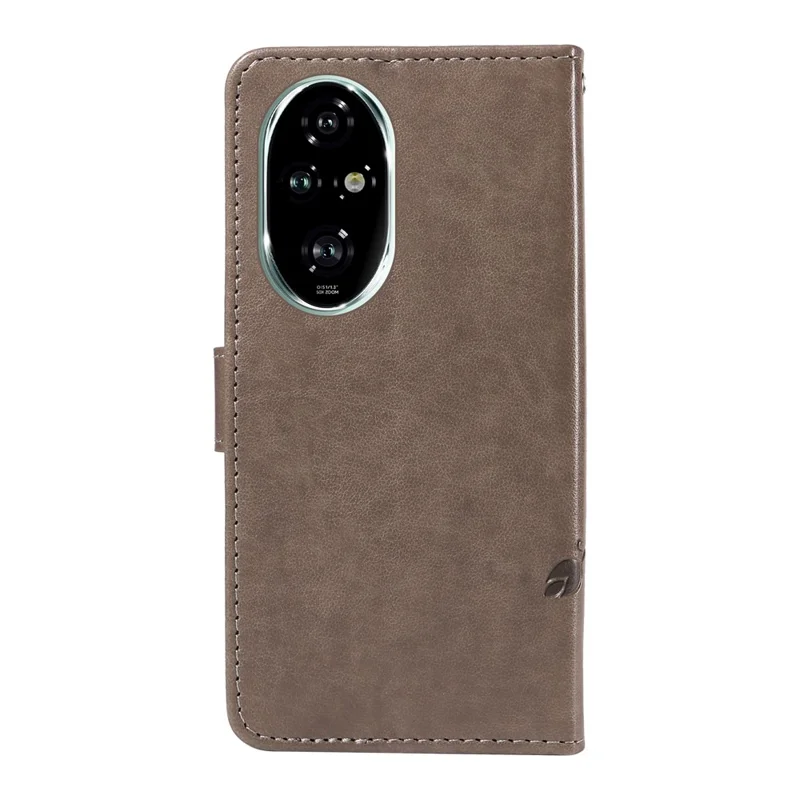 For Honor 200 Pro 5G PU Leather Cases Flower Pattern Wallet Stand Phone Cover with Strap - Grey