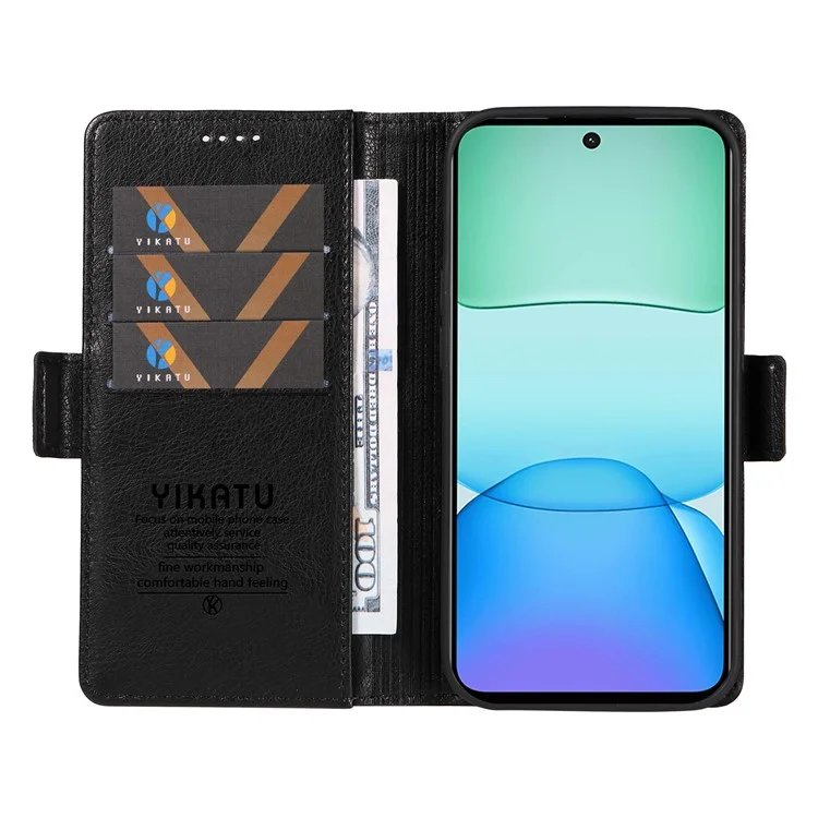YIKATU YK-007 Para Xiaomi Redmi 13 5G / 13 4G Anti-Arañazos Funda de Teléfono de Piel PU con Soporte - Negro