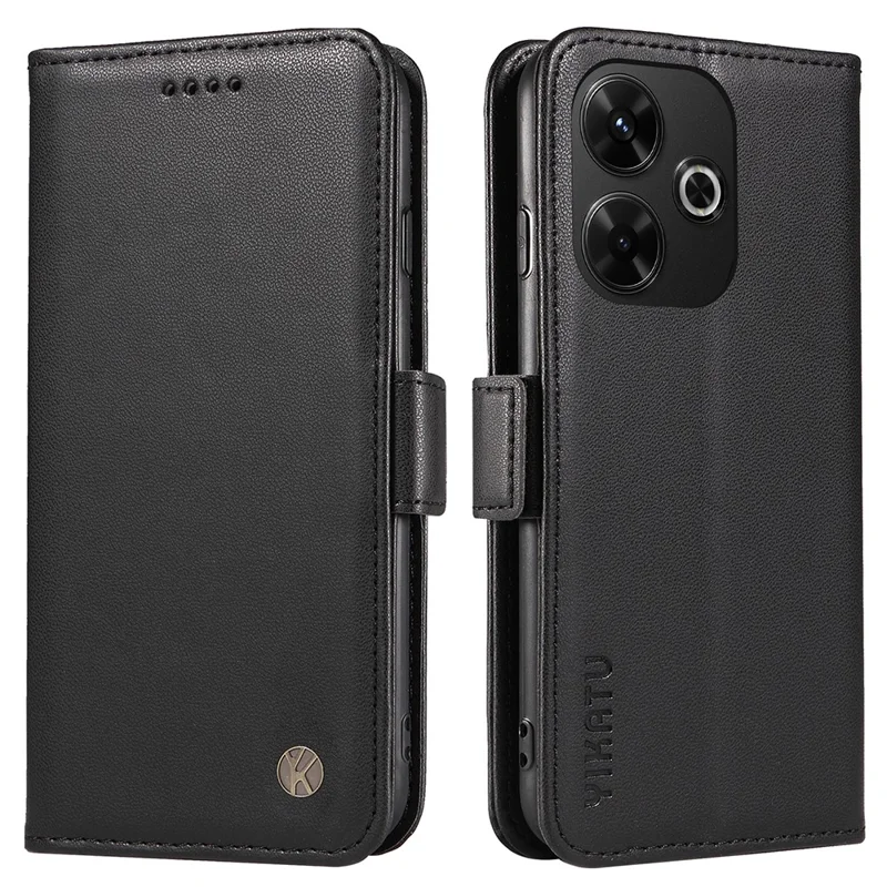 YIKATU YK-001 For Xiaomi Redmi 13 5G / 13 4G Wallet Case PU Leather Folio Flip Phone Cover - Black