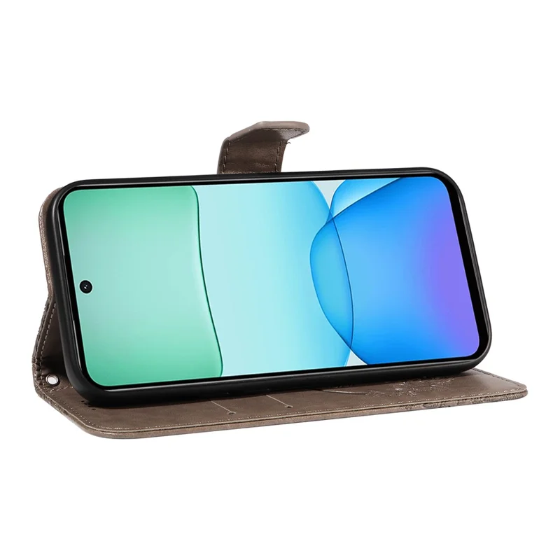 For Xiaomi Redmi 13 5G / 13 4G Case Butterfly Pattern Leather Phone Wallet Cover - Grey