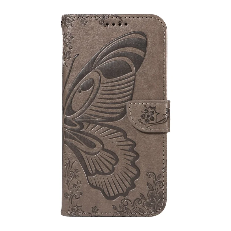For Xiaomi Redmi 13 5G / 13 4G Case Butterfly Pattern Leather Phone Wallet Cover - Grey