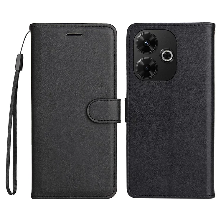 KT Leather Series-2 para Xiaomi Redmi 13 5G / 13 4G Funda de piel sintética con soporte y visualización del teléfono - Negro