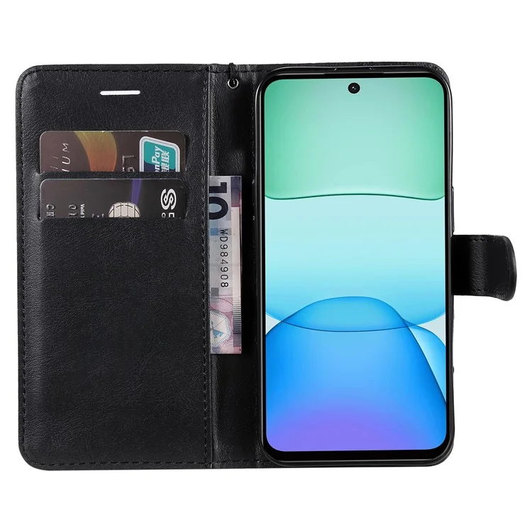 KT Leather Series-2 para Xiaomi Redmi 13 5G / 13 4G Funda de piel sintética con soporte y visualización del teléfono - Negro