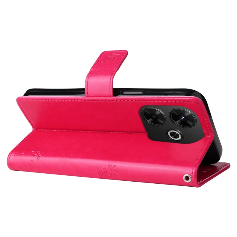For Xiaomi Redmi 13 5G / 13 4G Phone Case with Stand Cat Tree Pattern Leather Wallet Mobile Cover - Rose